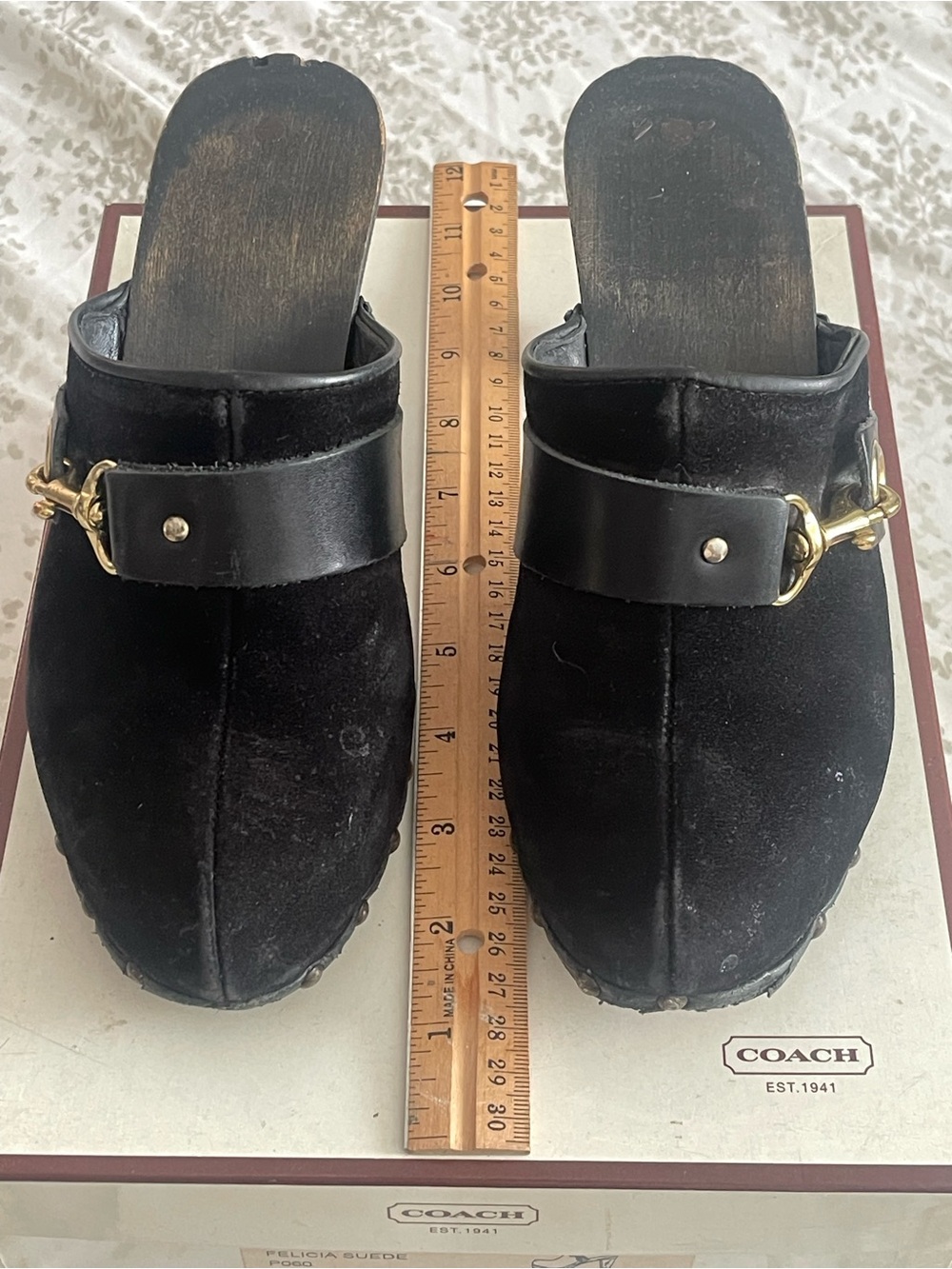 Coach Felicia Suede Clogs sz 7 - need repair Lots of Life Left
